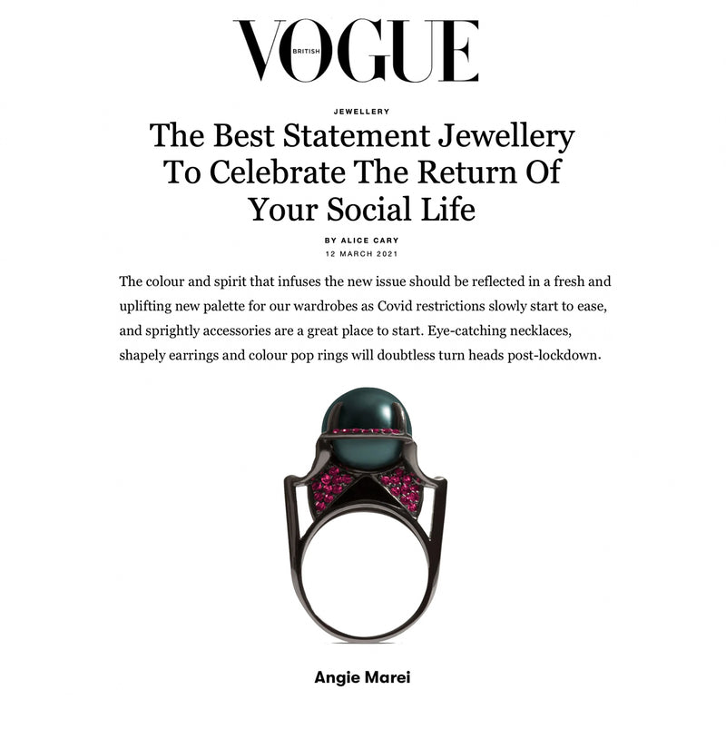 MAREI Isis Goddess Pearl Ring Featured in British Vogue