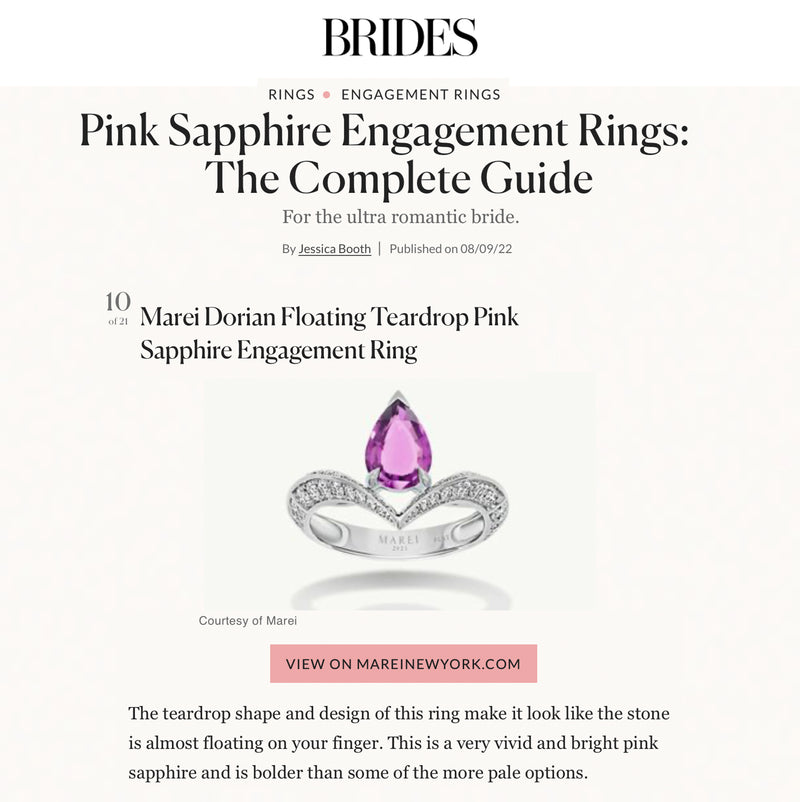 Dorian Floating Teardrop-Shaped Vivid Pink Sapphire Engagement Ring In 18K Rose Gold