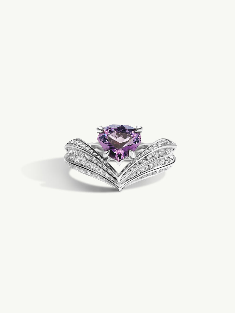 Dorian Floating Teardrop Purple Spinel Engagement Ring In 18K White Gold