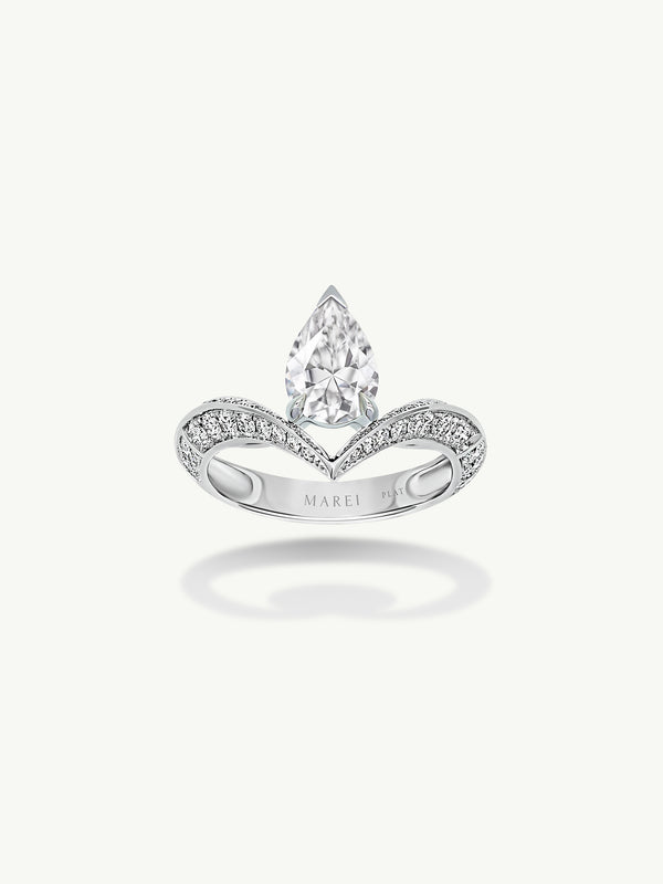 Dorian Floating Teardrop-Shaped Brilliant White Diamond Engagement Ring In Platinum