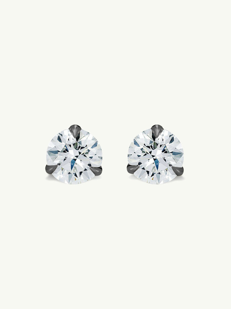 Solitaire White Diamond Stud Earrings, 2.00CTS