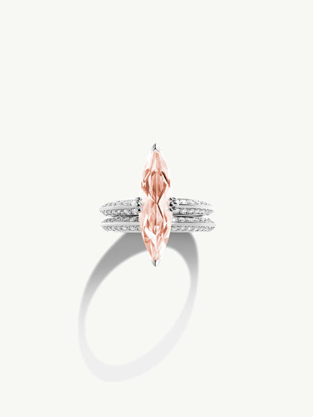 MAREI Diamond Halo Marquise Pink Morganite Engagement Ring In