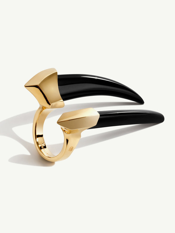 Marei New York Damian Black Onyx Horn Talisman Ring In 18K Yellow Gold - Image 1
