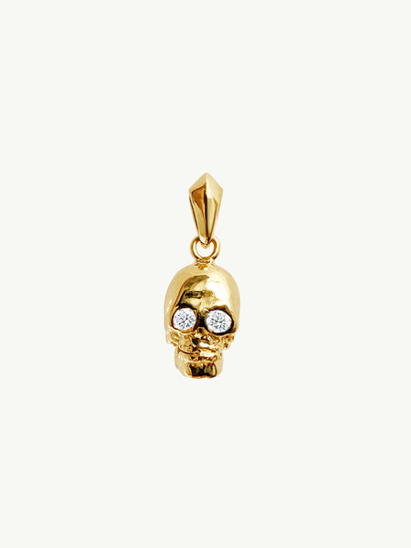 MAREI Skull Amulet Pendant With White Diamonds In 18K Yellow Gold
