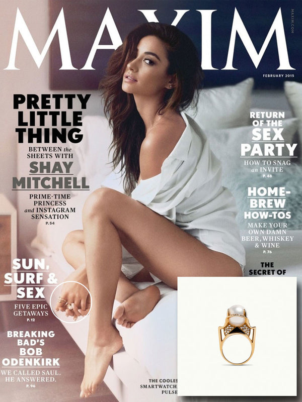 SHAY MITCHELL WEARS AUSET PEARL RING IN MAXIM MAGAZINE