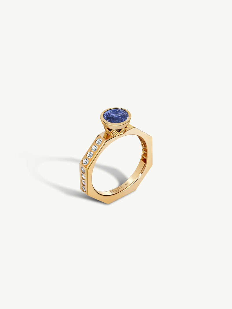Octavian Brilliant Round-Cut Cornflower Blue Sapphire Ring In 18K Yellow Gold