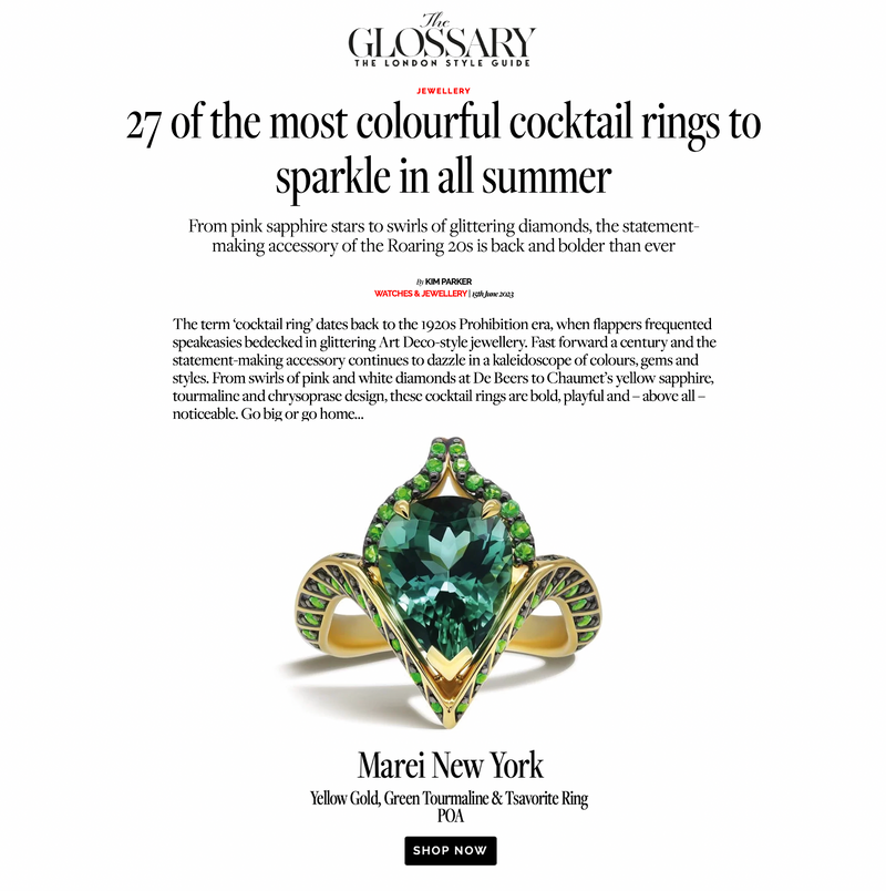 Oceanna Ring With Mint Green Tourmaline & Brilliant-Cut Tsavorite Garnets In 18K Yellow Gold