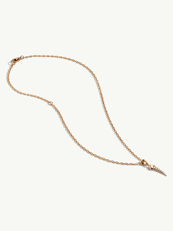 Damian Horn Talisman Pendant Necklace With Pavé-Set Diamonds In 18K Rose Gold, 22mm