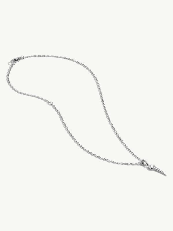 Damian Horn Talisman Pendant Necklace With Pavé-Set Diamonds In Sterling Silver, 22mm