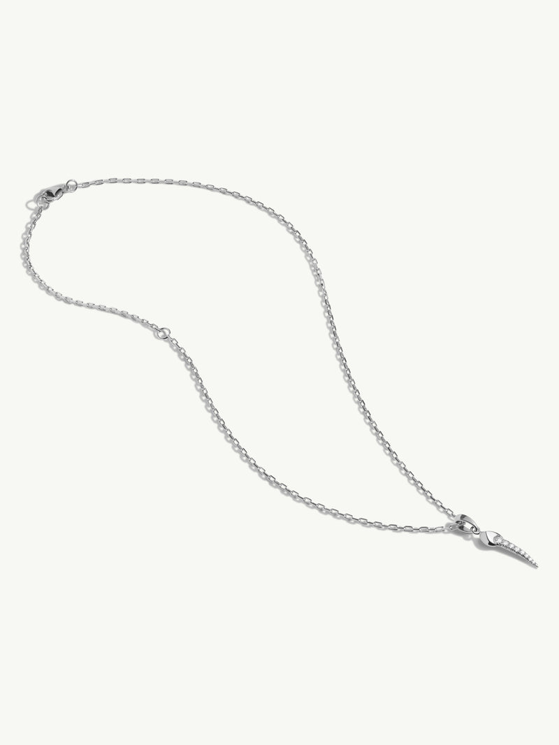 Damian Horn Talisman Pendant Necklace With Pavé-Set Diamonds In Platinum, 22mm