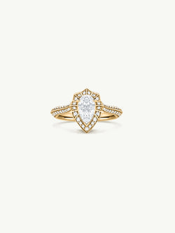 Marei Atara Engagement Ring With Brilliant-Cut Pear-Shaped White Diamond In 18K Yellow Gold - 01