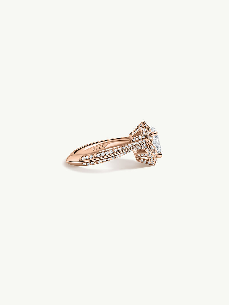 Atara Engagement Ring With Brilliant-Cut Pear-Shaped White Diamond In 18K Rose Gold