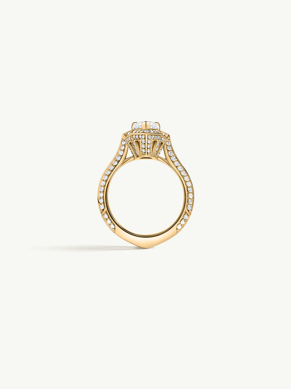 Marei Atara Engagement Ring With Brilliant-Cut Pear-Shaped White Diamond In 18K Yellow Gold - 2