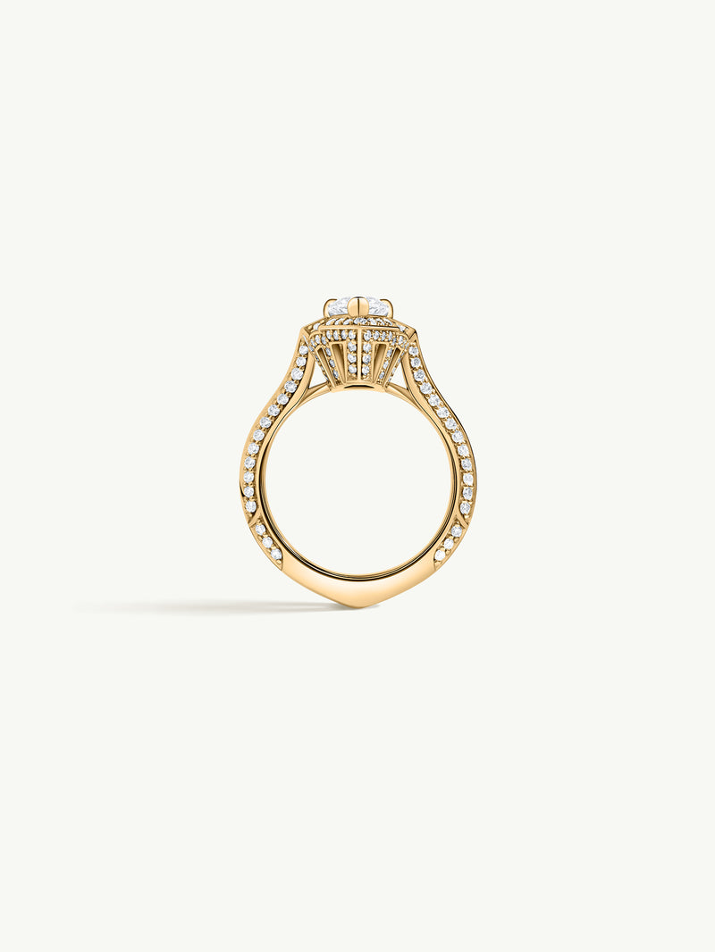 Marei Atara Engagement Ring With Brilliant-Cut Pear-Shaped White Diamond In 18K Yellow Gold - 2