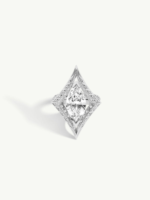 Palmyra Ring With Brilliant Marquise-Cut White Diamond In Platinum