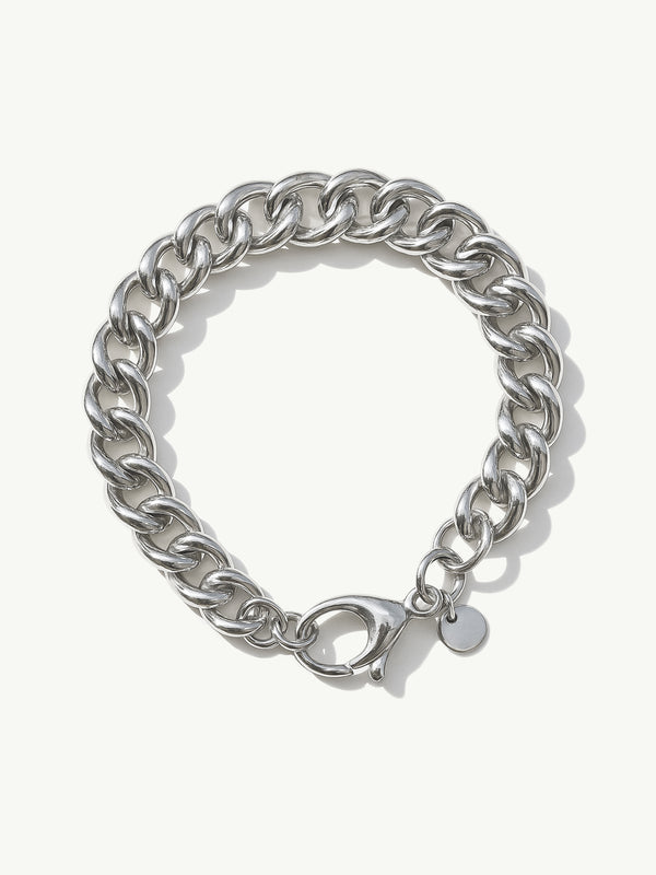Arc Graduated Curb Bracelet In Sterling Silver, 12mm