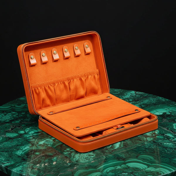 Maria Large Jewelry Zip Case, Tangerine