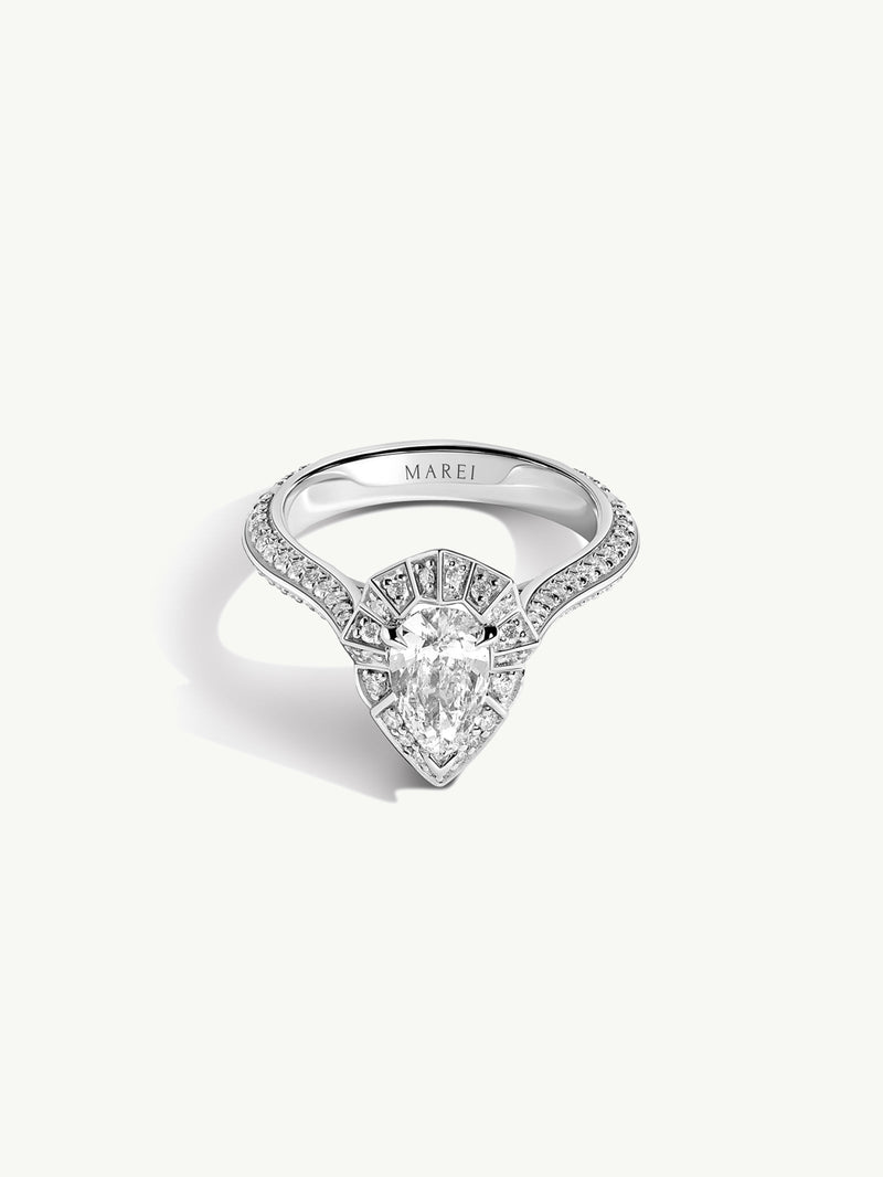 Atara Engagement Ring With Brilliant-Cut Pear-Shaped White Diamond In 18K White Gold