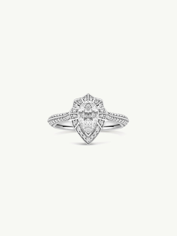 Atara Engagement Ring With Brilliant-Cut Pear-Shaped White Diamond In 18K White Gold