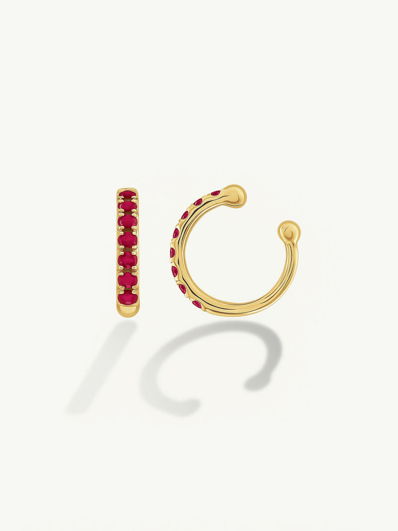 Eternal by Marei Single Ear Cuff With Pavé-Set Rubies