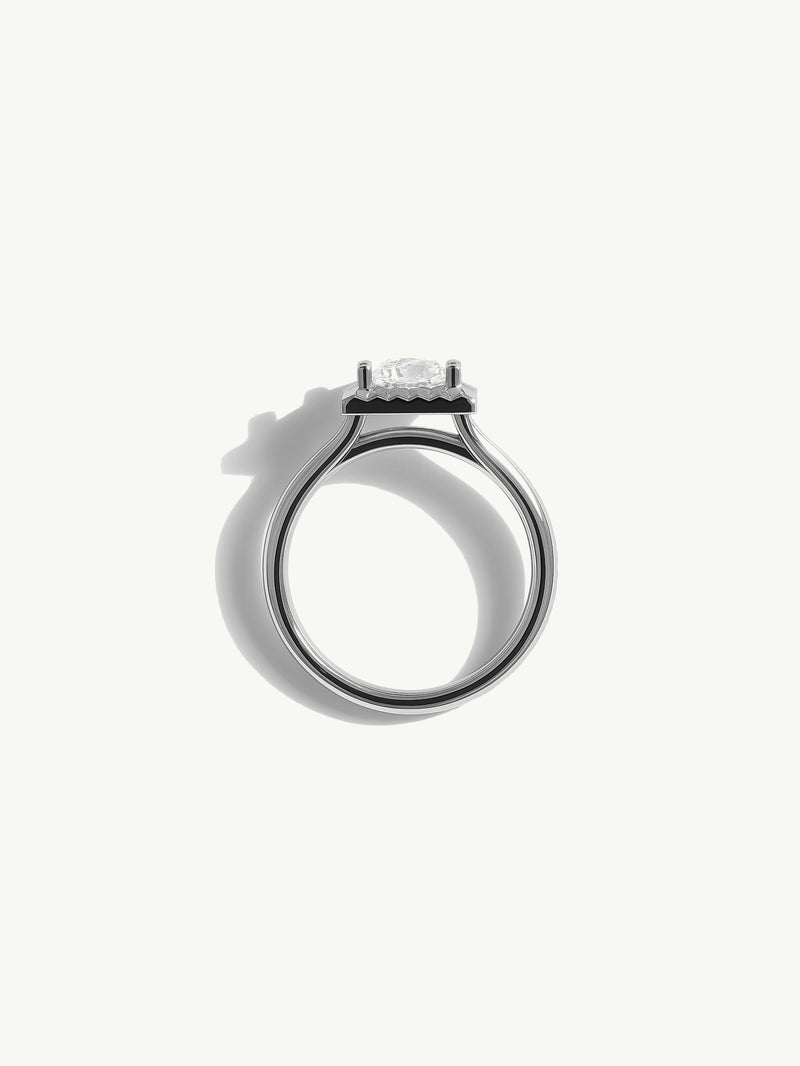 Ascension Engagement Ring With Brilliant Princess-Cut White Diamond In 18-Karat White Gold