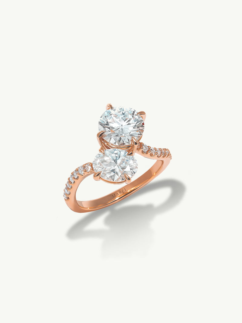 Elara Toi Et Moi Ring With Brilliant Round & Oval-Cut White Diamonds