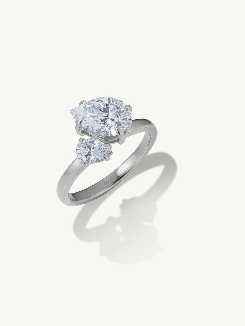 Elysian Toi Et Moi Ring With Two Brilliant Pear-Cut White Diamonds