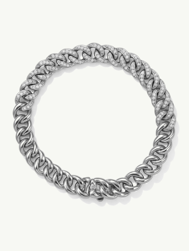 Eternal by Marei Pavé-Set White Diamond Curb Chain Bracelet, 0.75 CTW