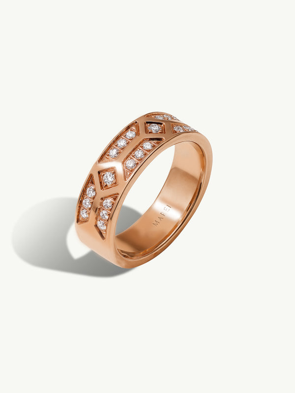 Meridian Men's Ring With White Diamonds In 18-Karat Rose Gold, 6 MM
