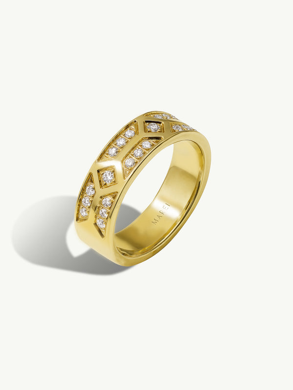 Meridian Men's Ring With White Diamonds In 18-Karat Rose Gold, 6 MM