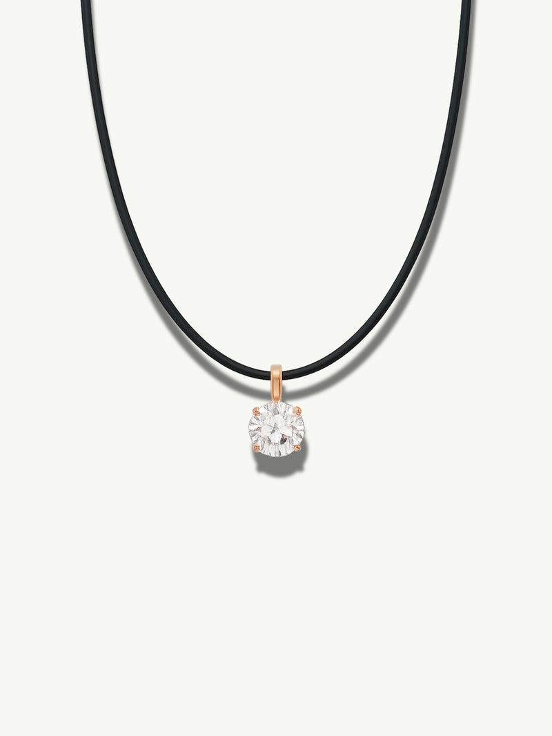 Eternal by Marei Solitaire Diamond Pendant On Leather