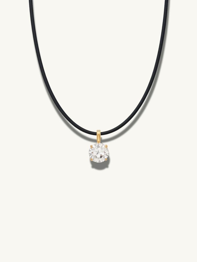 Eternal by Marei Solitaire Diamond Pendant On Leather