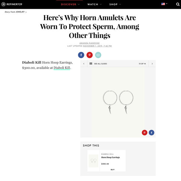 Damian Horn Talisman Pendant Hoop Earrings In Sterling Silver