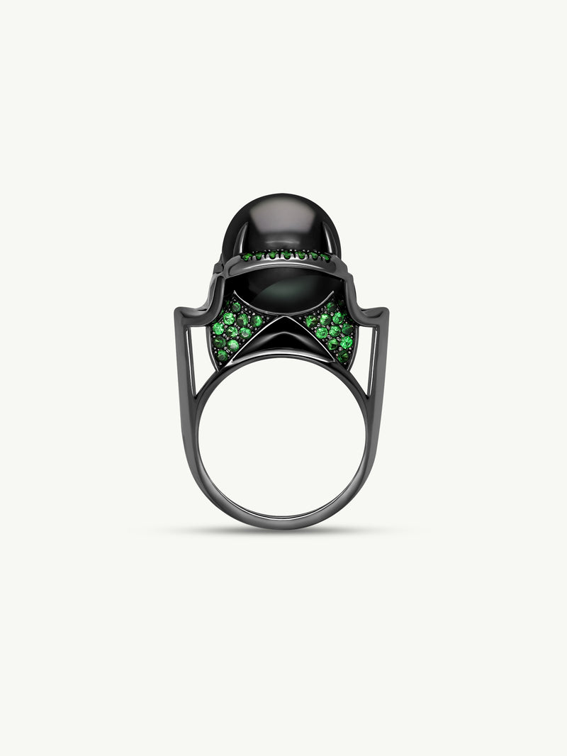Tahitian Black Pearl & Diamond Ring - Metamorphosis Jewelry Design