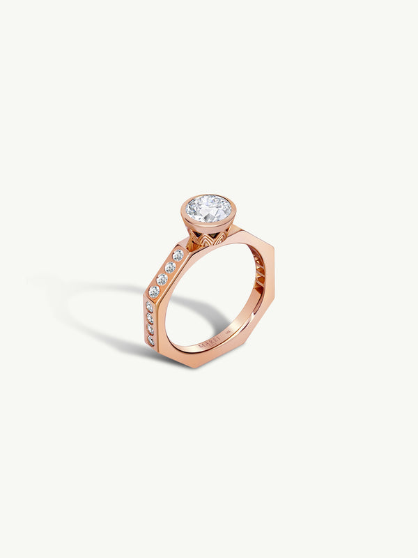 Octavian Brilliant Round-Cut White Diamond Engagement Ring In 18K Rose Gold