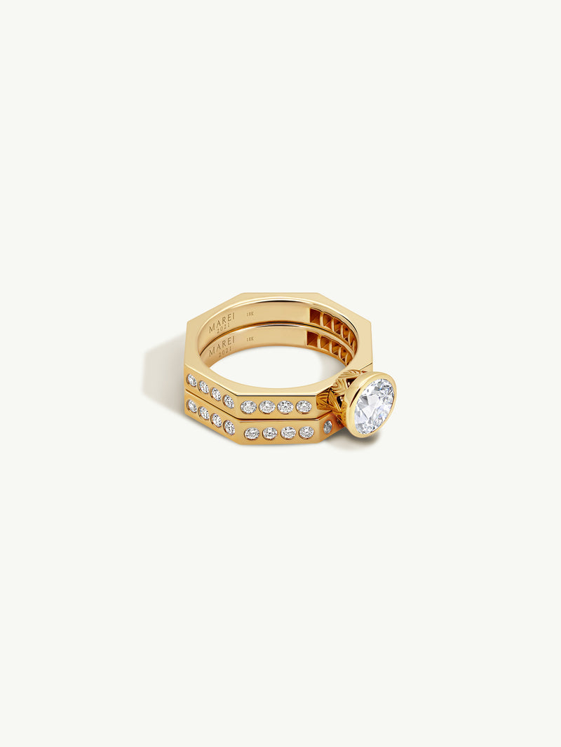 Octavian Brilliant Round-Cut White Diamond Engagement Ring In 18K Yellow Gold