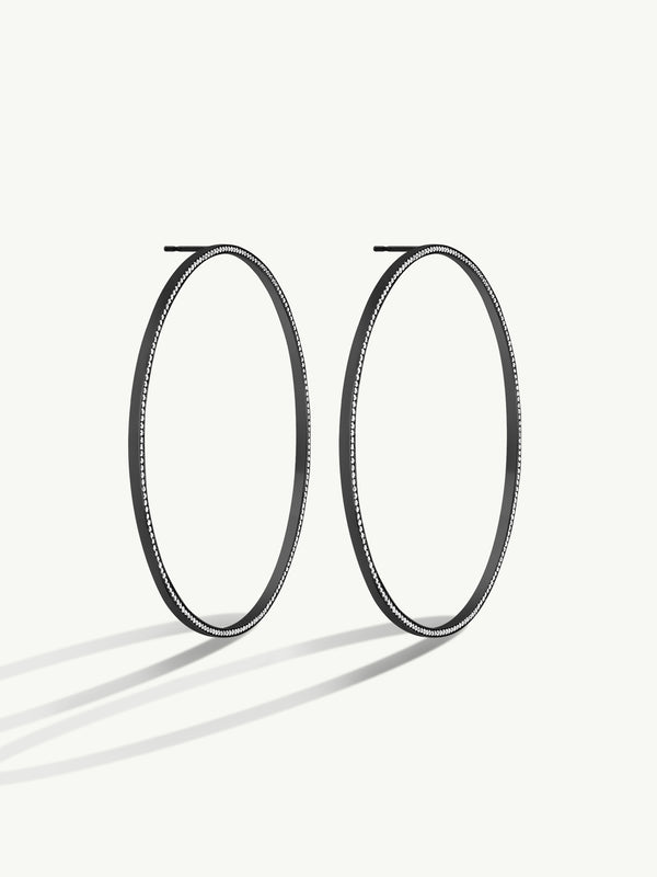 Aura Pavé Diamond Ultra-Thin Eternity Hoops In 18K Blackened Gold, 1.50 CTW