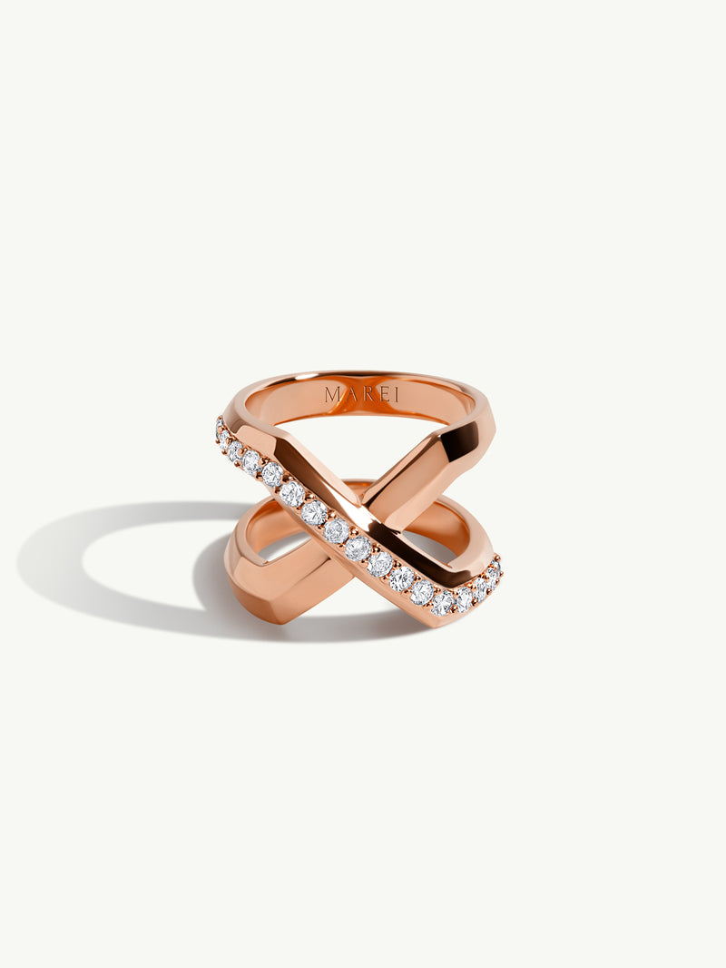 Exquis XL Infinity Ring With Pavé-Set Brilliant White Diamonds In 18K Rose Gold