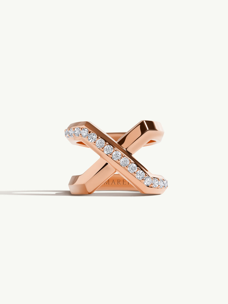 Exquis XL Infinity Ring With Pavé-Set Brilliant White Diamonds In 18K Rose Gold