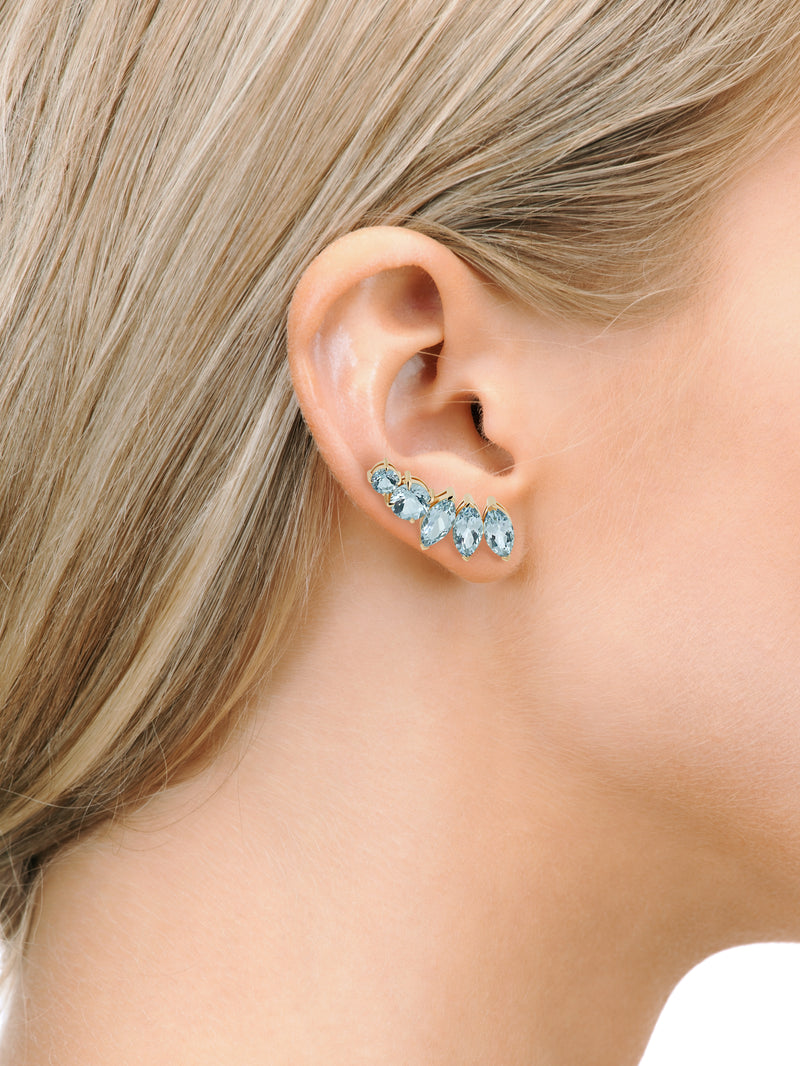 Isadora Earrings With Blue Aquamarine Gemstones In 18K Yellow Gold