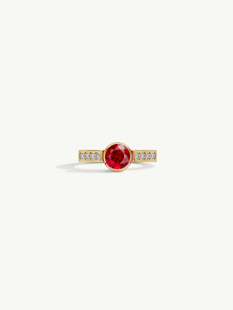 Octavian Brilliant Round-Cut Ruby Ring In 18K Yellow Gold