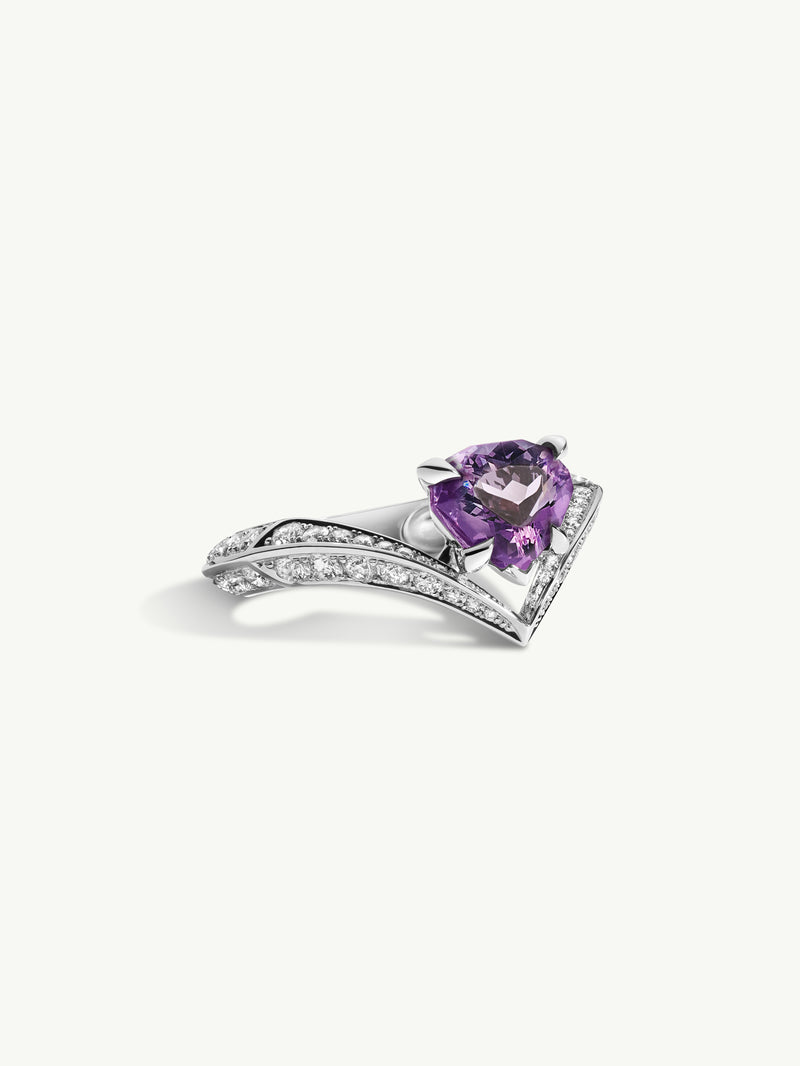Dorian Floating Teardrop Purple Spinel Engagement Ring In 18K White Gold