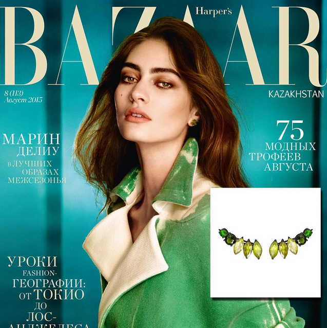 Isadora Earrings by Diaboli Kill Jewelry by Angie Marei featured in Harper's Bazaar Magazine