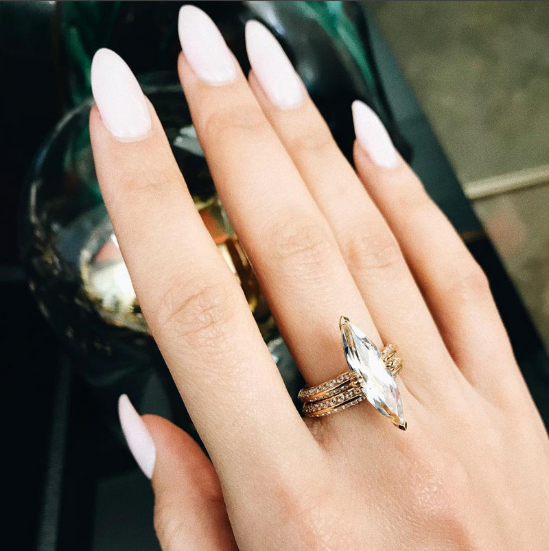 Marei Diamond Halo Marquise-Cut White Aquamarine Engagement Ring In Platinum