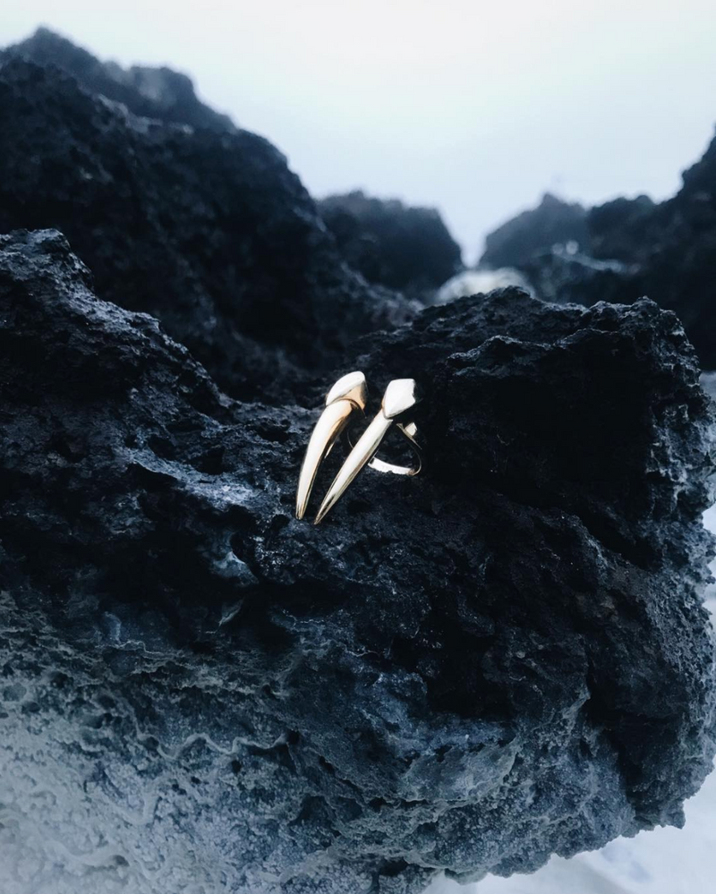 Damian Brevis Horn Talisman Ring In Yellow Gold Vermeil