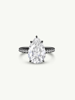 Marei Safaa Pear-Shaped Diamond Engagement Ring in 18K Black Gold