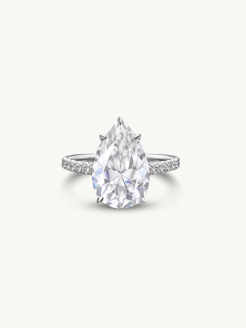 Safaa Pear-Shaped Brilliant Cut White Diamond Engagement Ring In Platinum