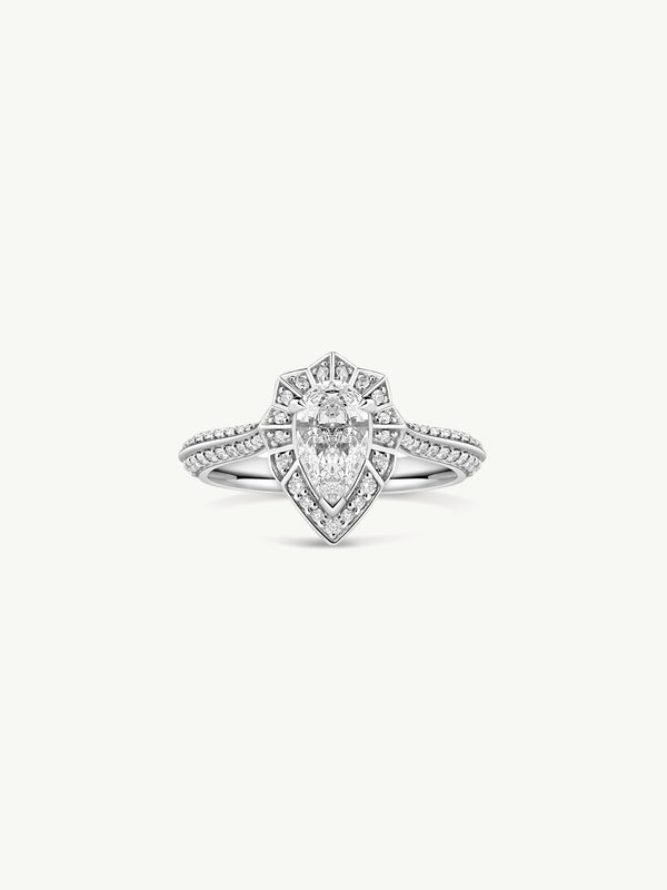 Atara Engagement Ring With Brilliant-Cut Pear-Shaped White Diamond In Platinum