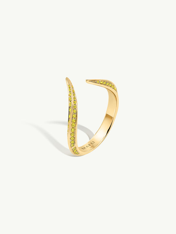 Ayla Arabesque Ring With Pavé-Set Brilliant Vivid Yellow Diamonds 18K Yellow Gold