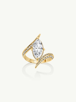 Ayla Arabesque Engagement Ring With Brilliant Marquise-Cut White Diamond & Pavé-Set Brilliant White Diamonds In 18K Yellow Gold